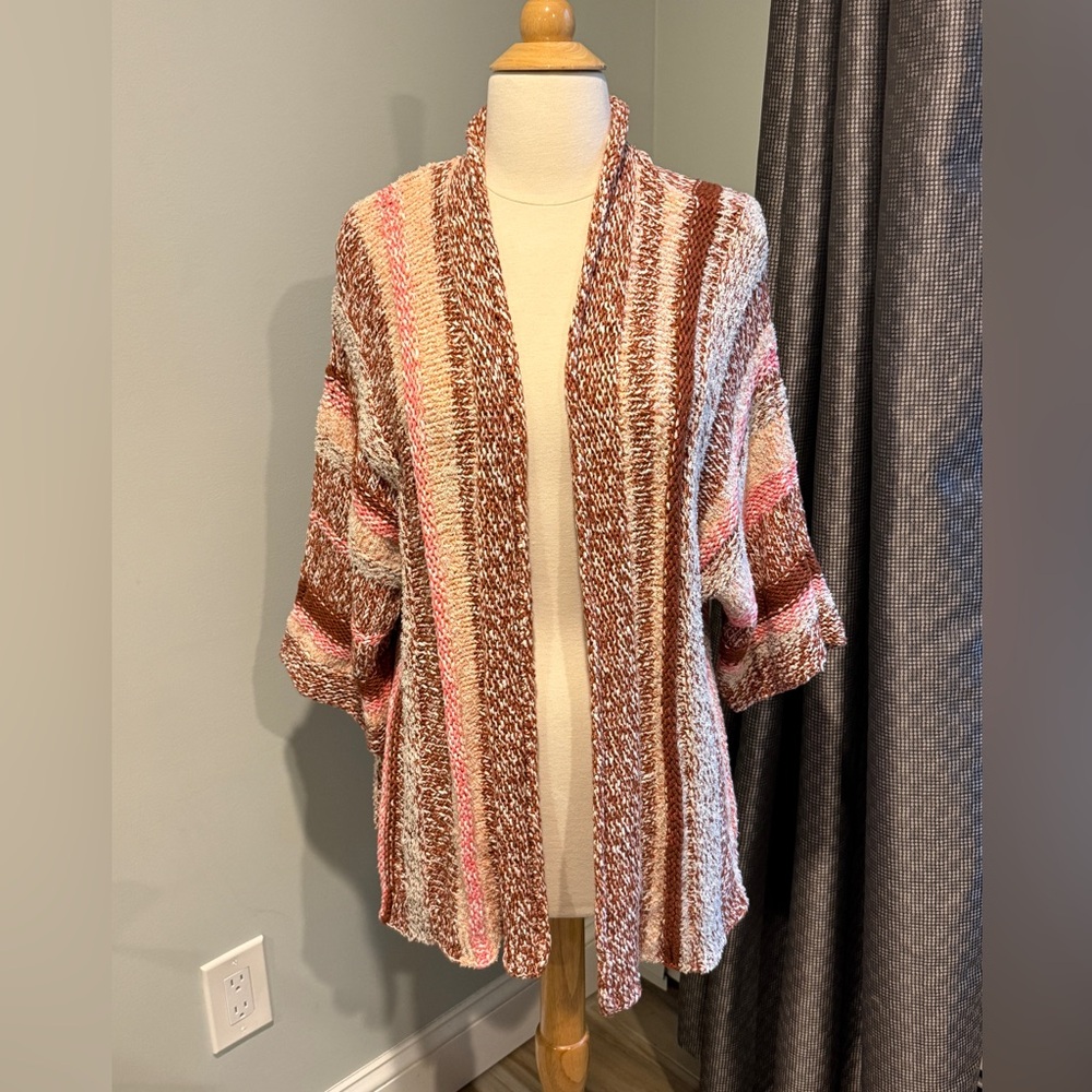 J. Jill Auburn Knotty Multicolor Striped Women's Cardigan- NWT